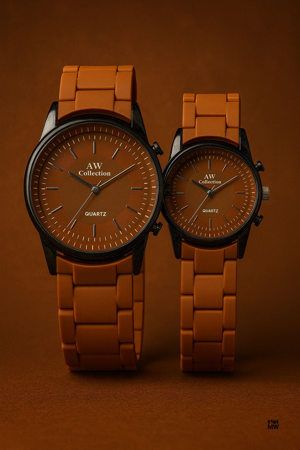 Couple Watches with Modern Rubber Chain Design