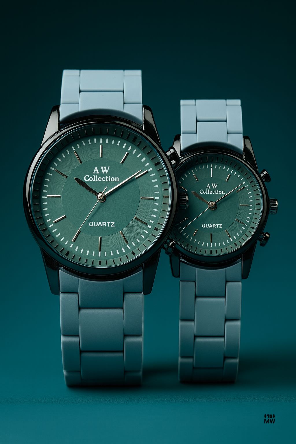 Couple Watches with Modern Rubber Chain Design