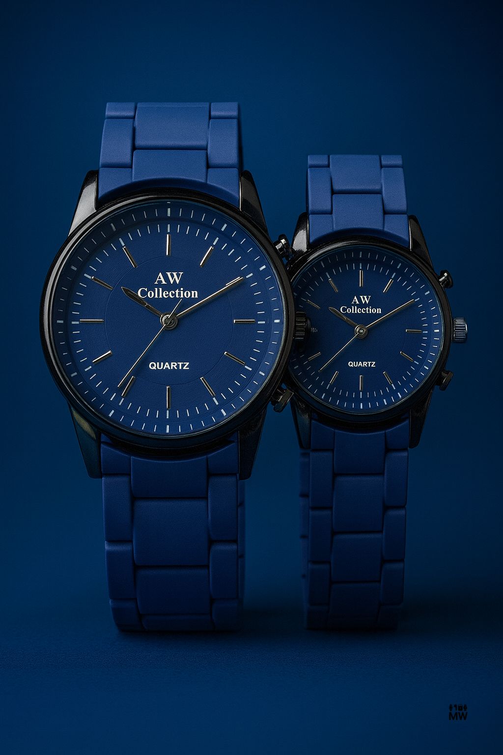 Couple Watches with Modern Rubber Chain Design