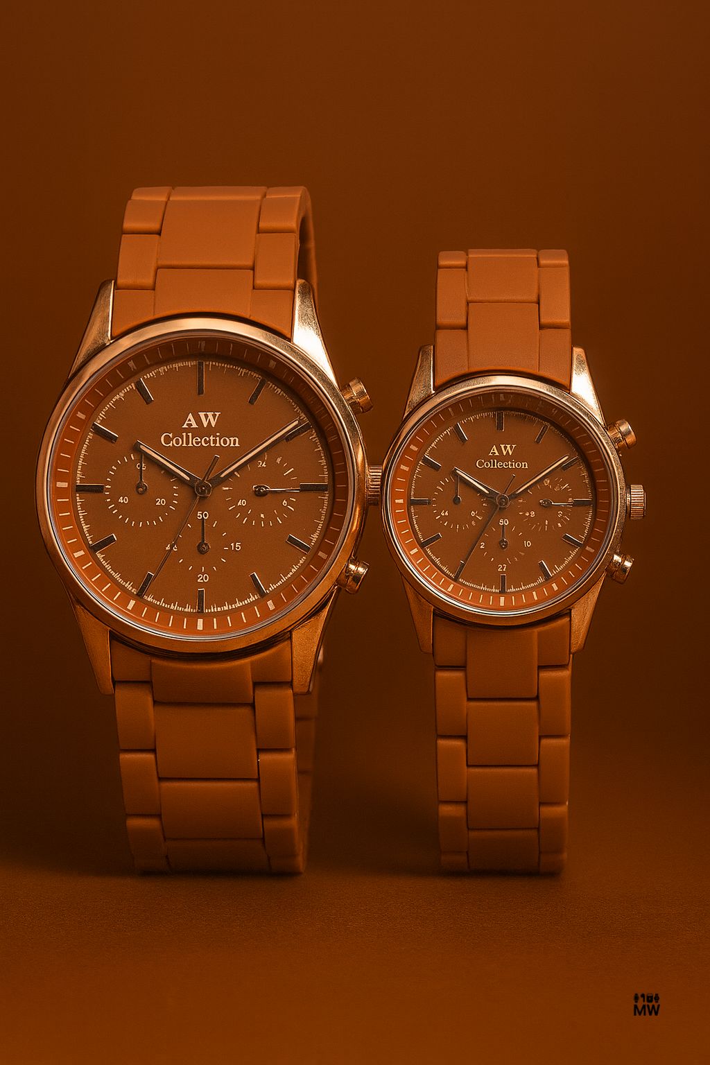 Couple Watches with Modern Rubber Chain Design