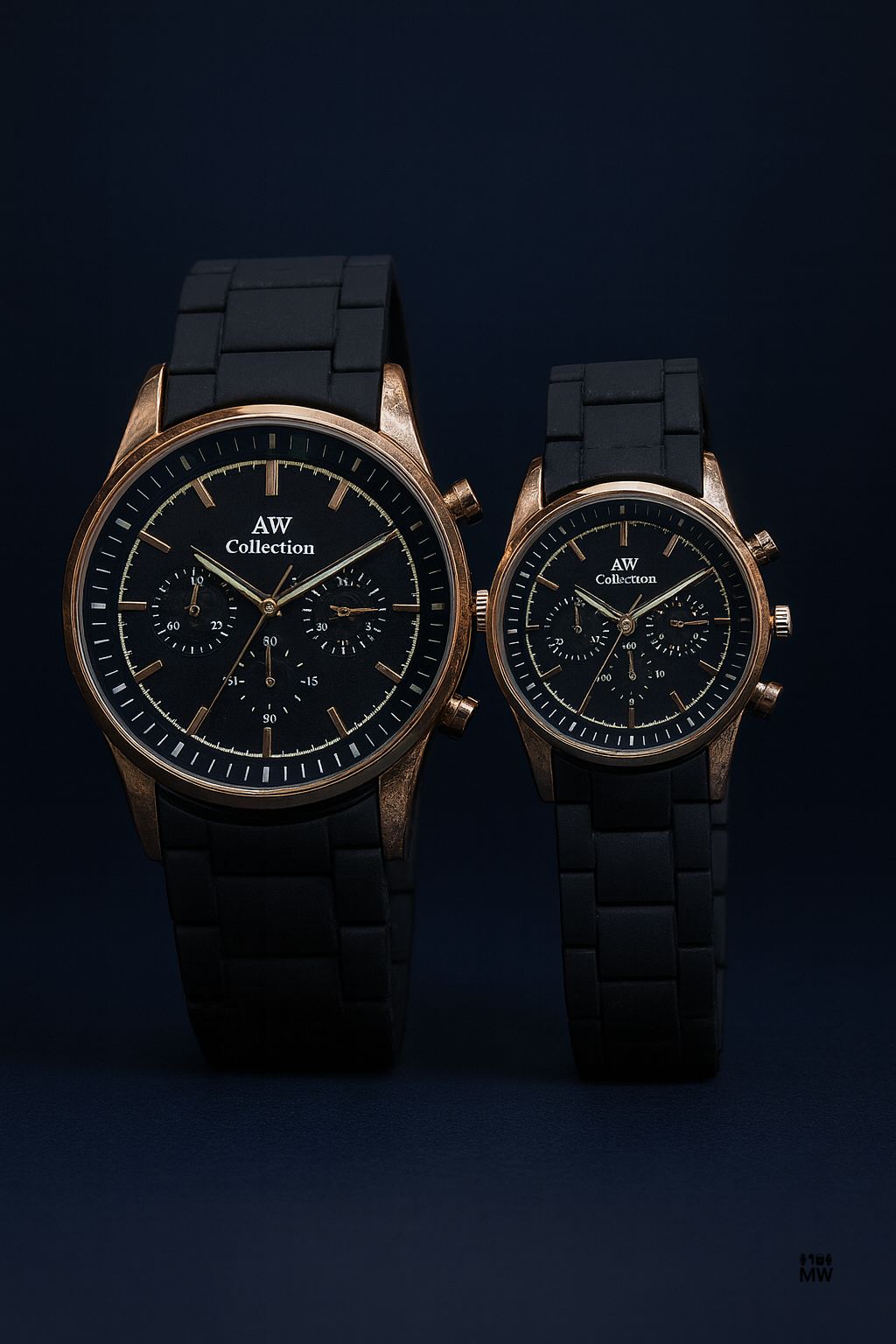 Couple Watches with Modern Rubber Chain Design