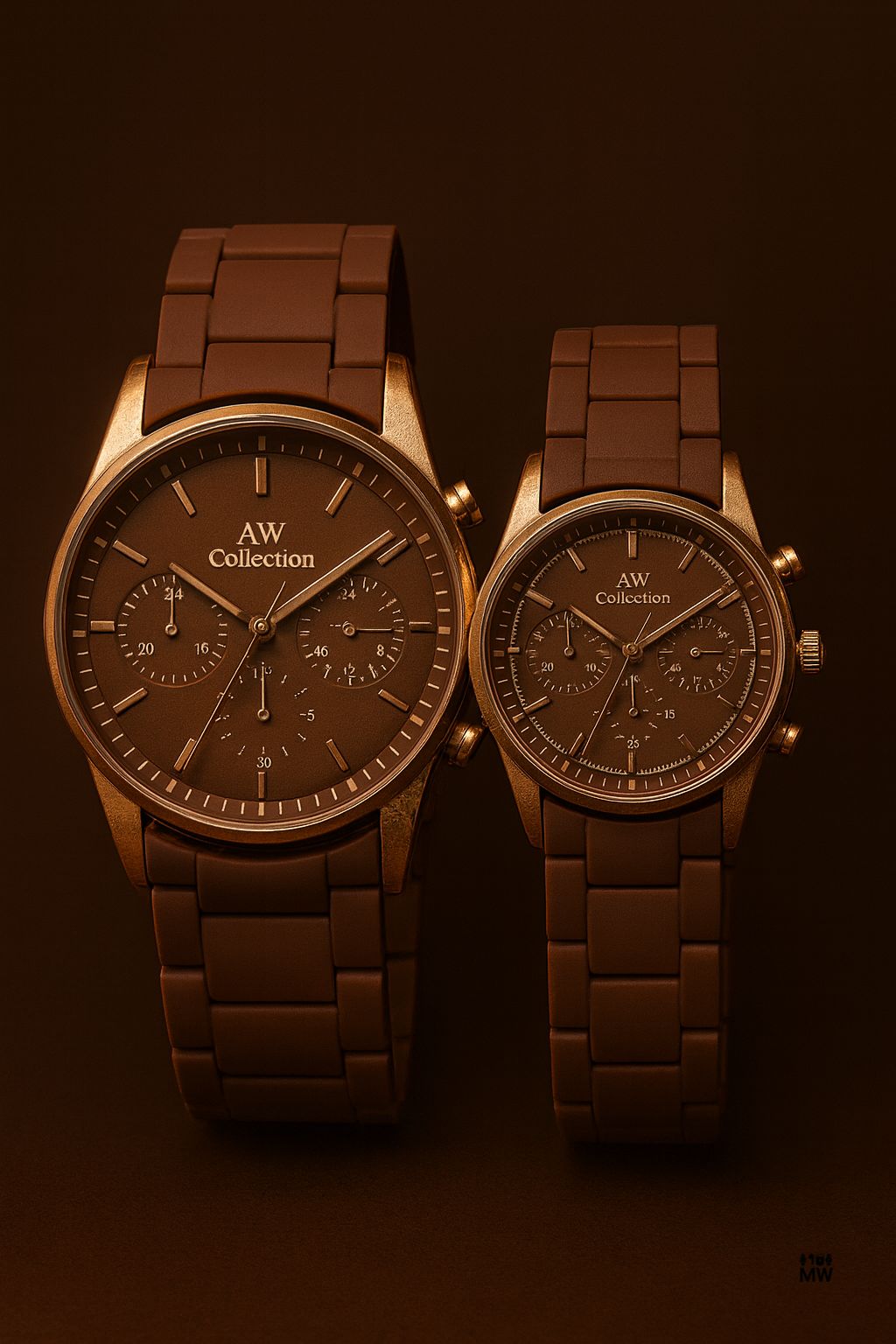 Couple Watches with Modern Rubber Chain Design