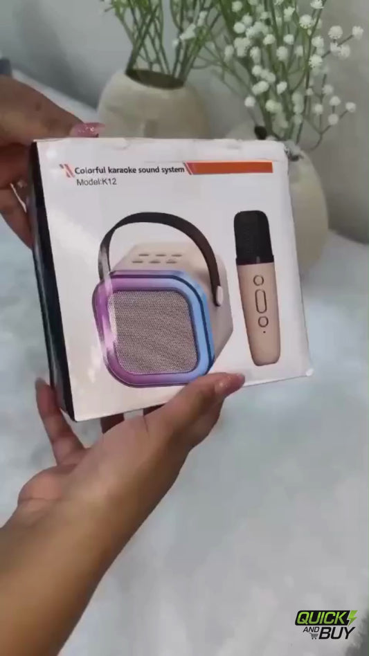 Portable Karaoke Bluetooth Speaker with Wireless Microphone LED Light Speaker