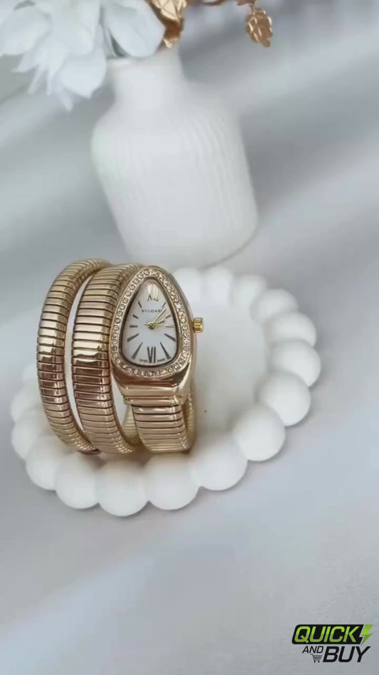 Luxury Snake Bracelet Watch for Women Gold Elegant Dial