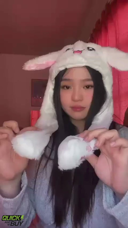 LED Light Up Plush Bunny Hat Moving Ears Cute Cap for Kids & Girls