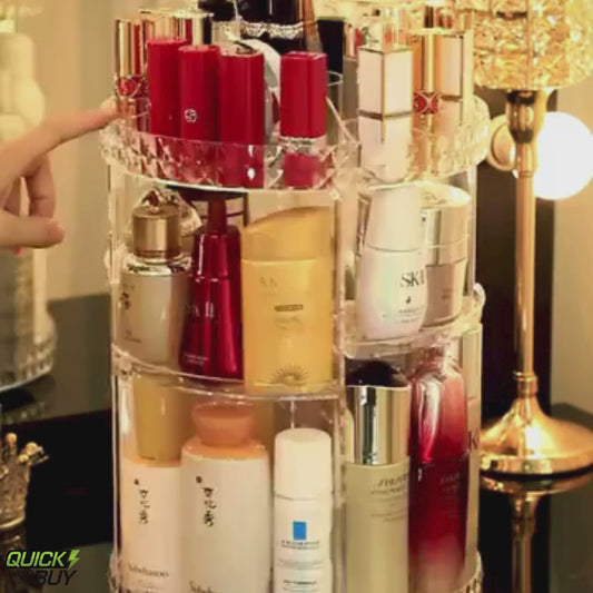 360° Rotating Makeup Organizer Adjustable Cosmetic Storage Rack